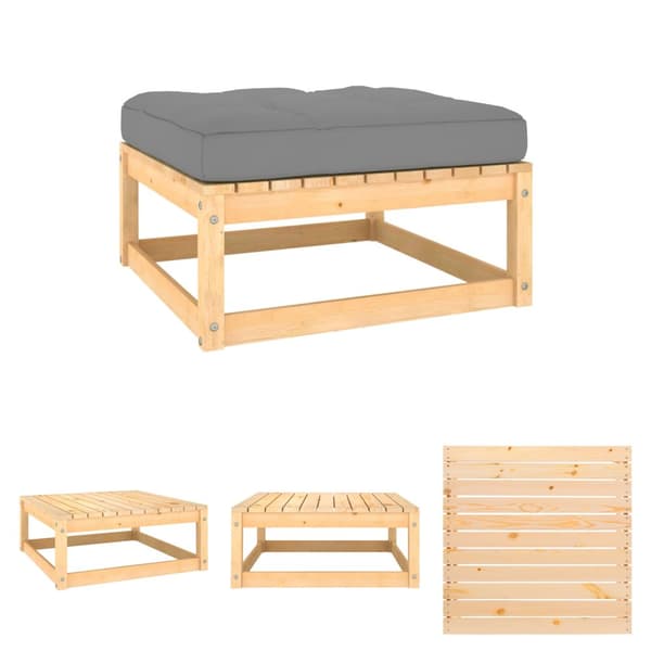 The Living Store Fotpall med dyna för trädgården massiv furu -  Moduler till utomhussoffa