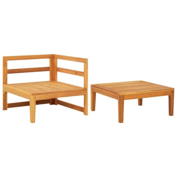 The Living Store Loungegrupp för trädgård gräddvita dynor 2 delar akacia - Moduler till utomhussoffa