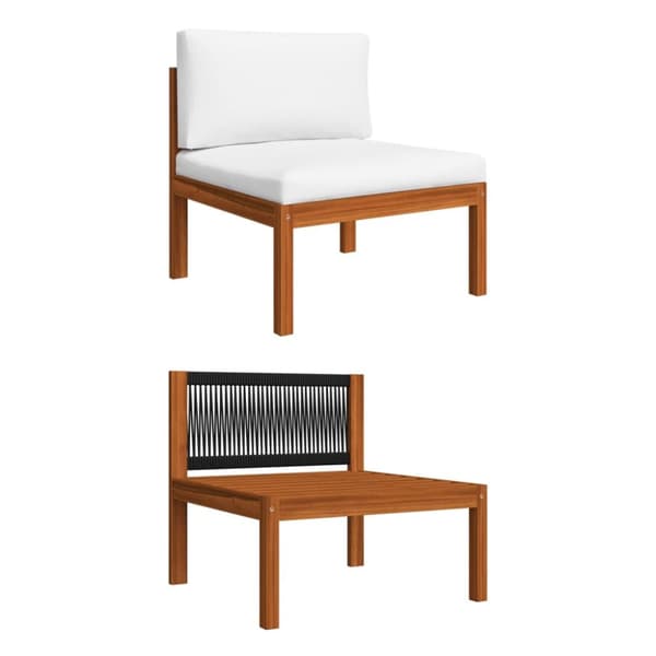 The Living Store Mittensits för trädgården med dynor massivt akaciaträ -  Moduler till utomhussoffa