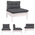 Miniatyrbillede 1 af 9: The Living Store midterdel til havesofa med hynder massivt fyrretræ hvid -  Enheder til udendørs modulsofa