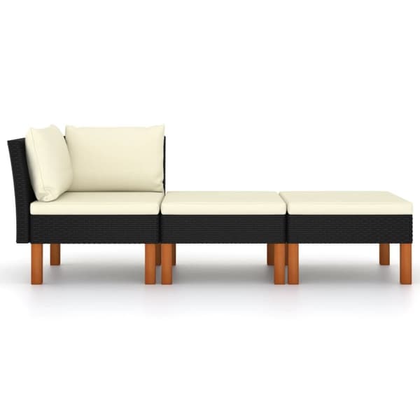 The Living Store loungesæt til haven 3 dele polyrattan og massivt eukalyptustræ -  Enheder til udendørs modulsofa