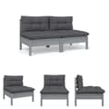 Miniatyrbillede 1 af 10: The Living Store 2-personers havesofa med hynder massivt fyrretræ grå -  Enheder til udendørs modulsofa