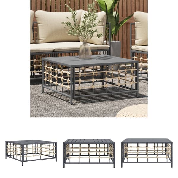 The Living Store havebord 70x70x34 cm polyrattan antracitgrå -  Enheder til udendørs modulsofa