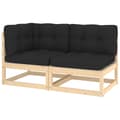 Miniatyrbillede 2 af 9: The Living Store loungesæt til haven 2 stk. med hynder massivt fyrretræ -  Enheder til udendørs modulsofa