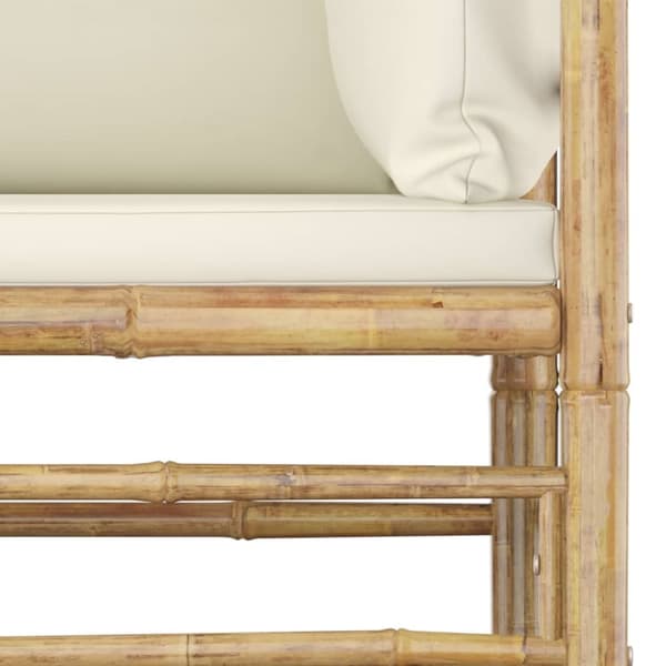 The Living Store Loungegrupp för trädgården med gräddvita dynor 2 delar bambu -  Moduler till utomhussoffa
