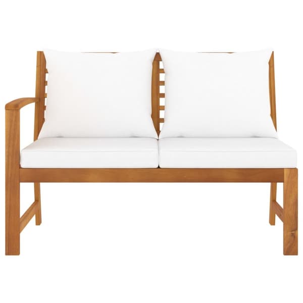 The Living Store Trädgårdsbänk 114,5 cm gräddvit dyna massivt akaciaträ -  Moduler till utomhussoffa