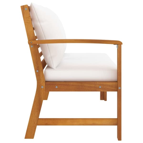 The Living Store Trädgårdsbänk 114,5 cm gräddvit dyna massivt akaciaträ -  Moduler till utomhussoffa