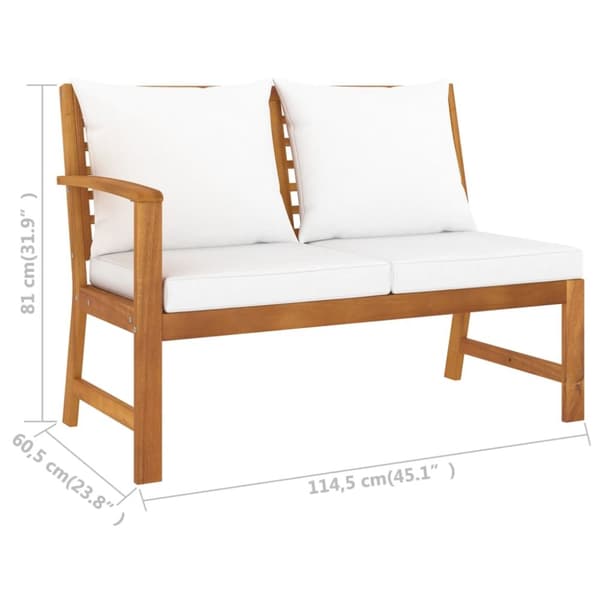 The Living Store Trädgårdsbänk 114,5 cm gräddvit dyna massivt akaciaträ -  Moduler till utomhussoffa