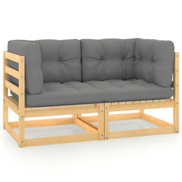 The Living Store Trädgårdssoffa 2-sits med dynor massiv furu -  Moduler till utomhussoffa