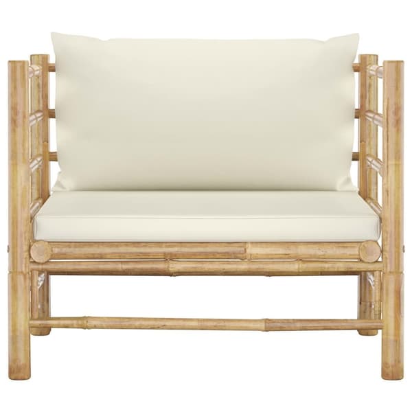 The Living Store havesofa med cremehvide hynder bambus - Enheder til udendørs modulsofa