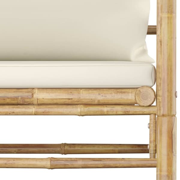 The Living Store havesofa med cremehvide hynder bambus - Enheder til udendørs modulsofa