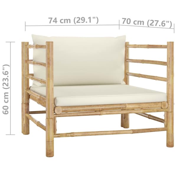 The Living Store havesofa med cremehvide hynder bambus - Enheder til udendørs modulsofa