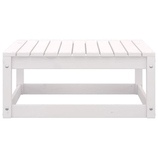 The Living Store Fotpall med dyna för trädgården vit massiv furu -  Moduler till utomhussoffa