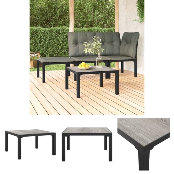 The Living Store sofabord til haven 55x55x31 cm DPC og stål grå -  Enheder til udendørs modulsofa