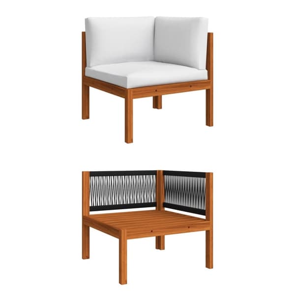 The Living Store hjørnedel til havesofa med hynder massivt akacietræ - Enheder til udendørs modulsofa