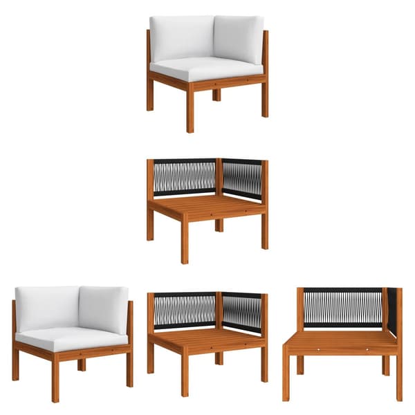 The Living Store hjørnedel til havesofa med hynder massivt akacietræ - Enheder til udendørs modulsofa