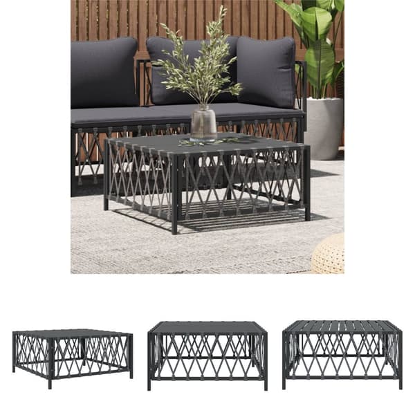 The Living Store havebord 70x70x34 cm vævet stof antracitgrå - Enheder til udendørs modulsofa
