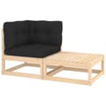 Miniatyrbillede 2 af 9: The Living Store loungesæt til haven 2 stk. med hynder massivt fyrretræ -  Enheder til udendørs modulsofa