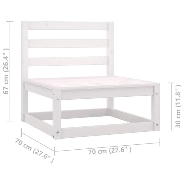 The Living Store Loungegrupp med dynor 3 delar vit massiv furu -  Moduler till utomhussoffa
