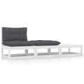 Miniatyrbild 2 av 11: The Living Store Loungegrupp med dynor 3 delar vit massiv furu -  Moduler till utomhussoffa