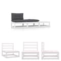 Miniatyrbild 1 av 11: The Living Store Loungegrupp med dynor 3 delar vit massiv furu -  Moduler till utomhussoffa