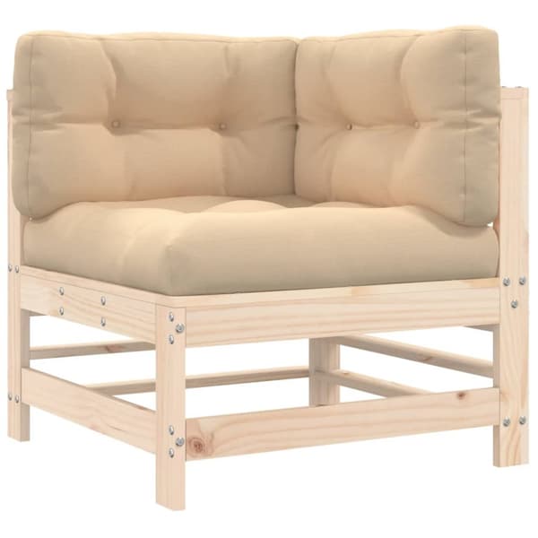 The Living Store hjørnemoduler til havesofa 2 stk. med hynder massivt fyrretræ -  Enheder til udendørs modulsofa
