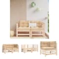 Miniatyrbillede 1 af 11: The Living Store hjørnemoduler til havesofa 2 stk. med hynder massivt fyrretræ -  Enheder til udendørs modulsofa