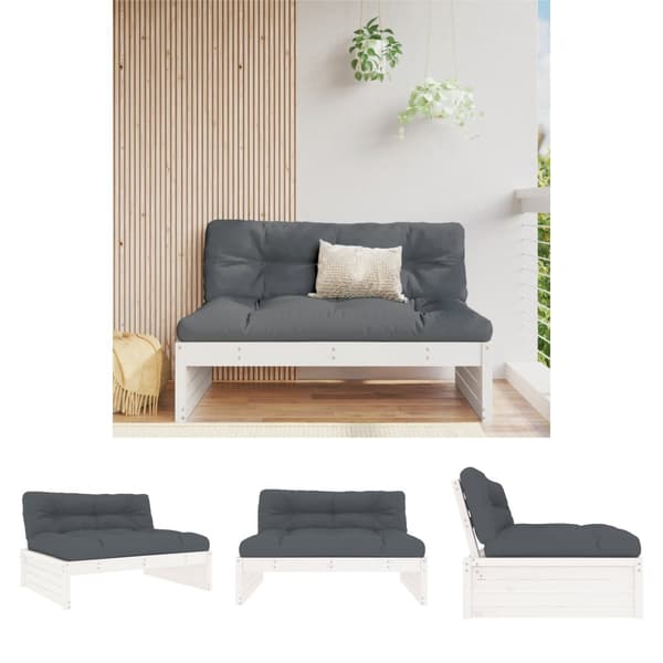 The Living Store Mittensoffa vit 120x80 cm massiv furu -  Moduler till utomhussoffa