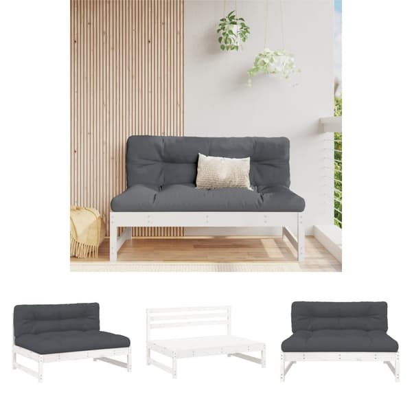 The Living Store Mittensoffa vit 120x80 cm massiv furu - Moduler till utomhussoffa