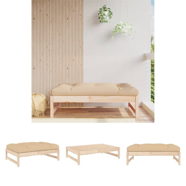 The Living Store udendørs fodskammel 120x80 cm massivt fyrretræ -  Enheder til udendørs modulsofa