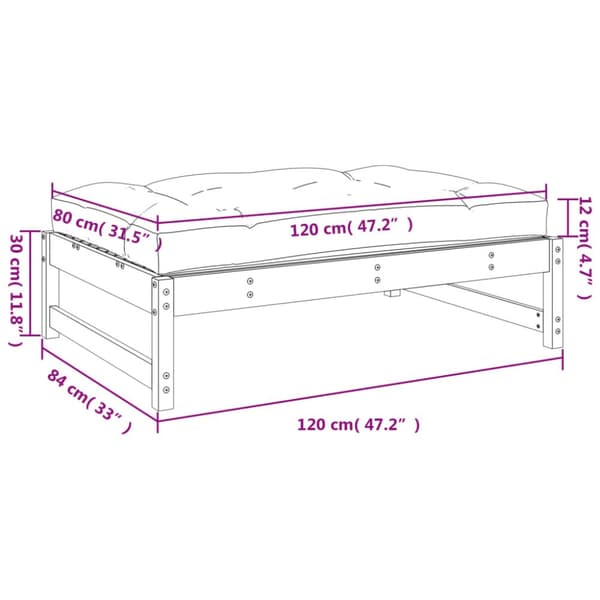 The Living Store udendørs fodskammel 120x80 cm massivt fyrretræ honningbrun -  Enheder til udendørs modulsofa
