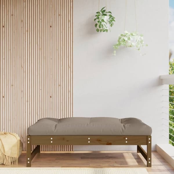 The Living Store udendørs fodskammel 120x80 cm massivt fyrretræ honningbrun -  Enheder til udendørs modulsofa