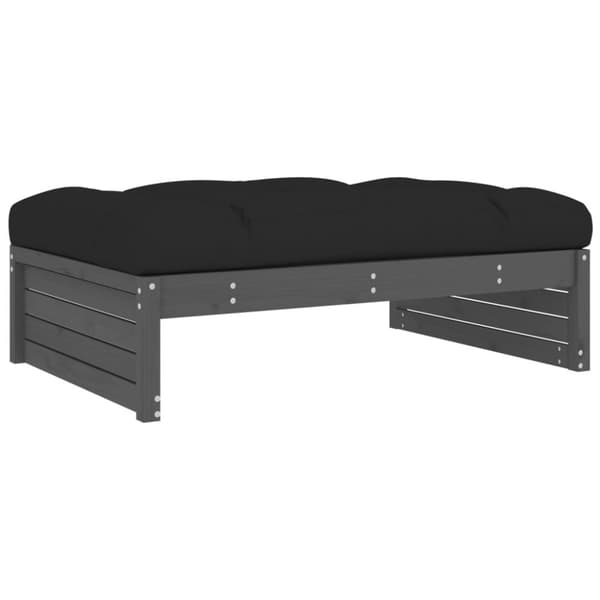 The Living Store Fotpall för trädgården grå 120x80 cm massiv furu -  Moduler till utomhussoffa