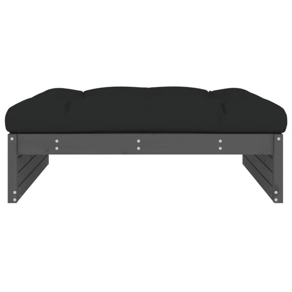 The Living Store Fotpall för trädgården grå 120x80 cm massiv furu -  Moduler till utomhussoffa