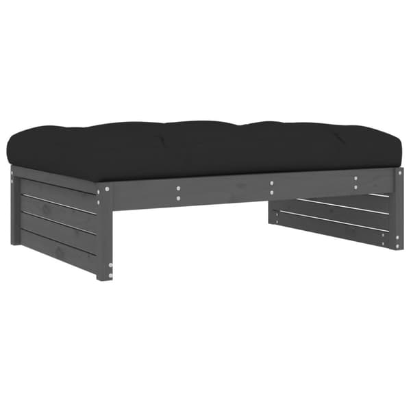 The Living Store Fotpall för trädgården grå 120x80 cm massiv furu -  Moduler till utomhussoffa