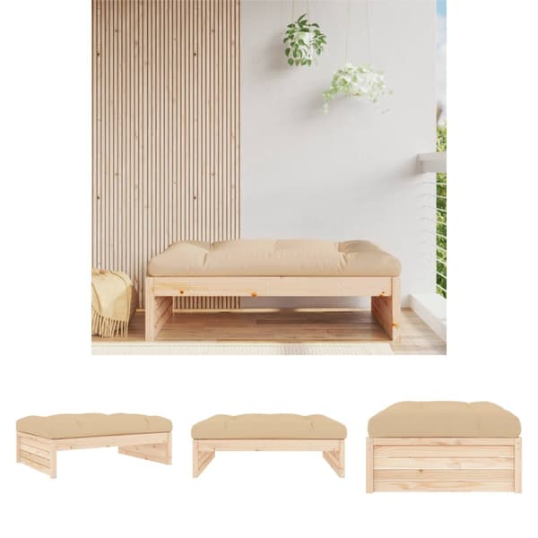 The Living Store udendørs fodskammel 120x80 cm massivt fyrretræ -  Enheder til udendørs modulsofa