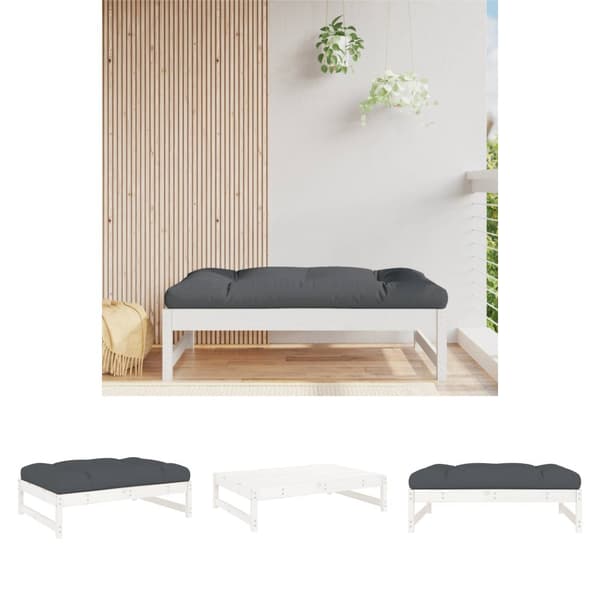 The Living Store udendørs fodskammel 120x80 cm massivt fyrretræ hvid -  Enheder til udendørs modulsofa