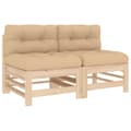 Miniatyrbillede 3 af 11: The Living Store midtermoduler til havesofa 2 stk. med hynder massivt fyrretræ -  Enheder til udendørs modulsofa