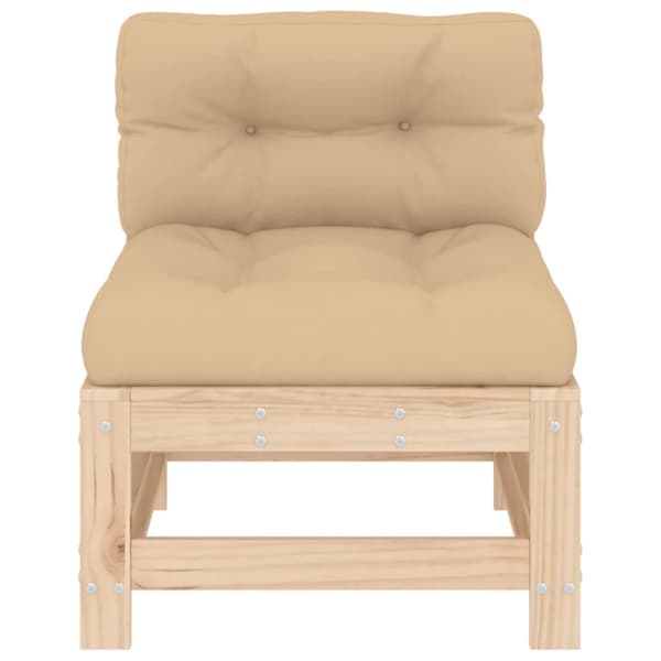 The Living Store midtermoduler til havesofa 2 stk. med hynder massivt fyrretræ -  Enheder til udendørs modulsofa