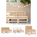 Miniatyrbillede 1 af 11: The Living Store midtermoduler til havesofa 2 stk. med hynder massivt fyrretræ -  Enheder til udendørs modulsofa