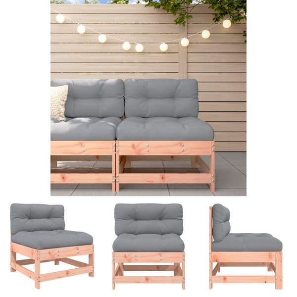 The Living Store Mittensoffa med dynor granträ -  Moduler till utomhussoffa