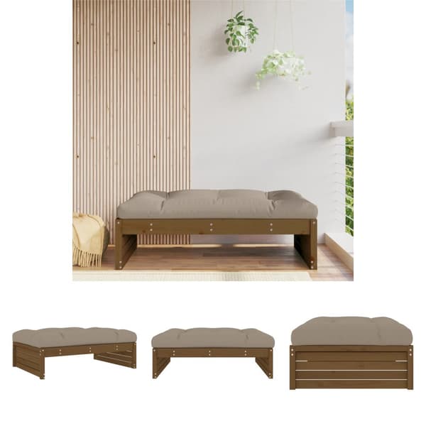 The Living Store udendørs fodskammel 120x80 cm massivt fyrretræ honningbrun -  Enheder til udendørs modulsofa