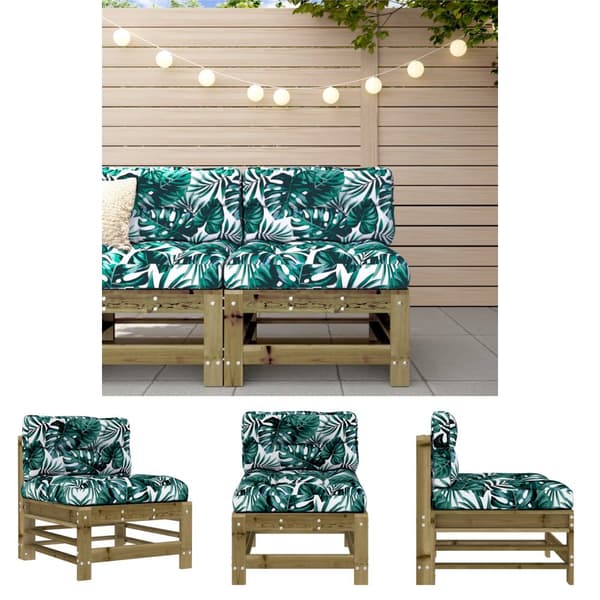 The Living Store Mittensoffa med dynor impregnerad furu -  Moduler till utomhussoffa