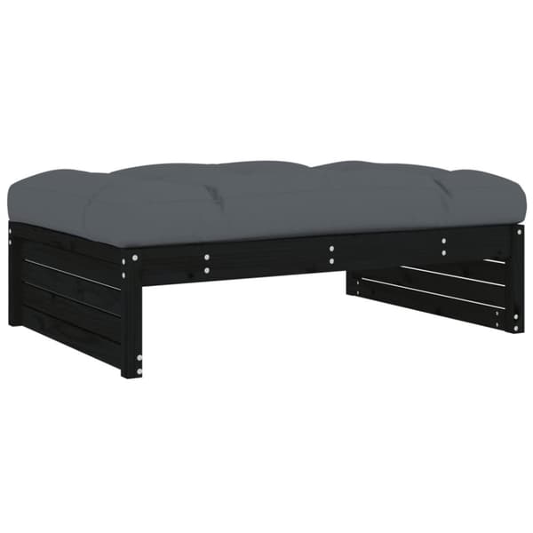 The Living Store Fotpall för trädgården svart 120x80 cm massiv furu -  Moduler till utomhussoffa