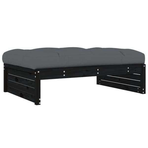 The Living Store Fotpall för trädgården svart 120x80 cm massiv furu -  Moduler till utomhussoffa