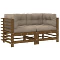 Miniatyrbillede 3 af 11: The Living Store hjørnemoduler til sofa 2 stk. med hynder massivt fyrretræ brun -  Enheder til udendørs modulsofa