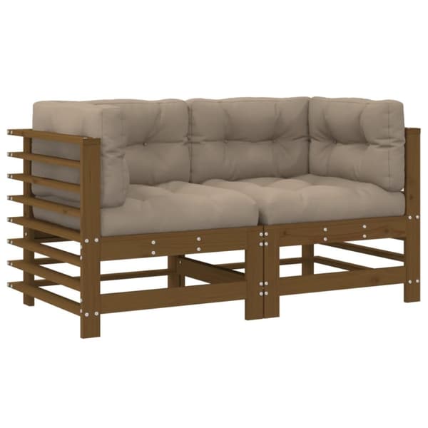 The Living Store hjørnemoduler til sofa 2 stk. med hynder massivt fyrretræ brun -  Enheder til udendørs modulsofa