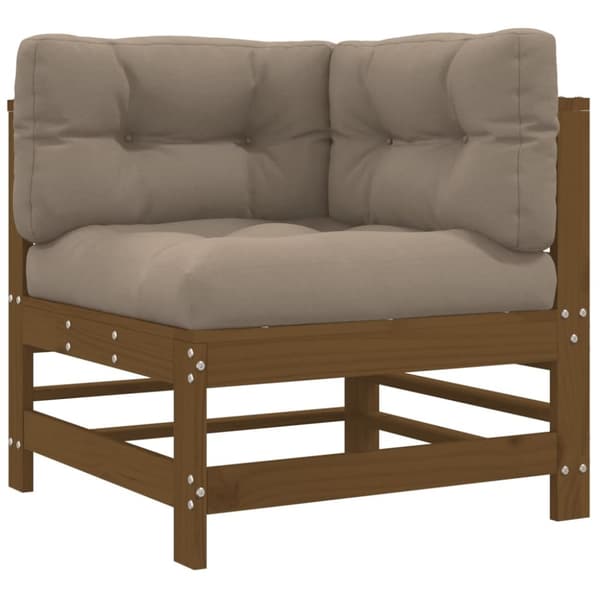 The Living Store hjørnemoduler til sofa 2 stk. med hynder massivt fyrretræ brun -  Enheder til udendørs modulsofa