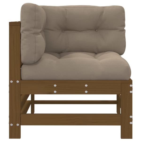 The Living Store hjørnemoduler til sofa 2 stk. med hynder massivt fyrretræ brun -  Enheder til udendørs modulsofa