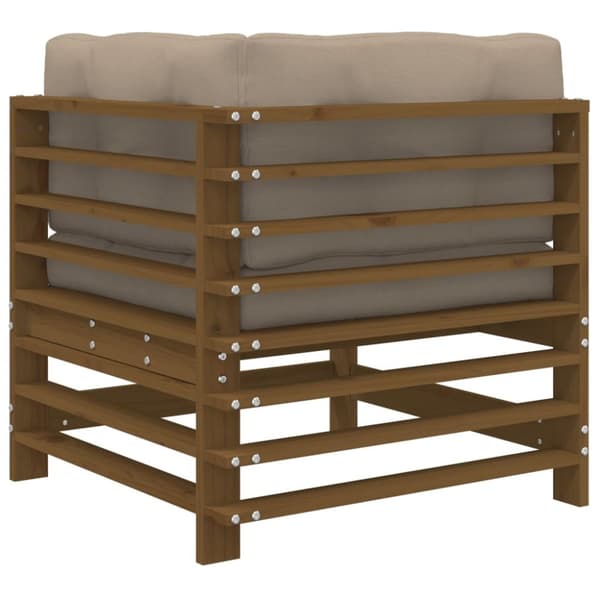 The Living Store hjørnemoduler til sofa 2 stk. med hynder massivt fyrretræ brun -  Enheder til udendørs modulsofa